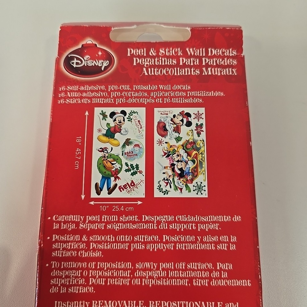 Disney Mickey Mouse Jumbo Stick-Ups Christmas Decals 16 pcs Vintage New in Box - Picture 5 of 5